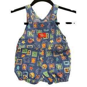 <RARE!!> Vintage Baby Oshkosh B'gosh Overalls 6-9Month Sea Life Ocean Fish Crab